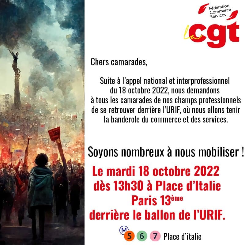 Mobilisation CGT le 18 octobre 2022 à Paris