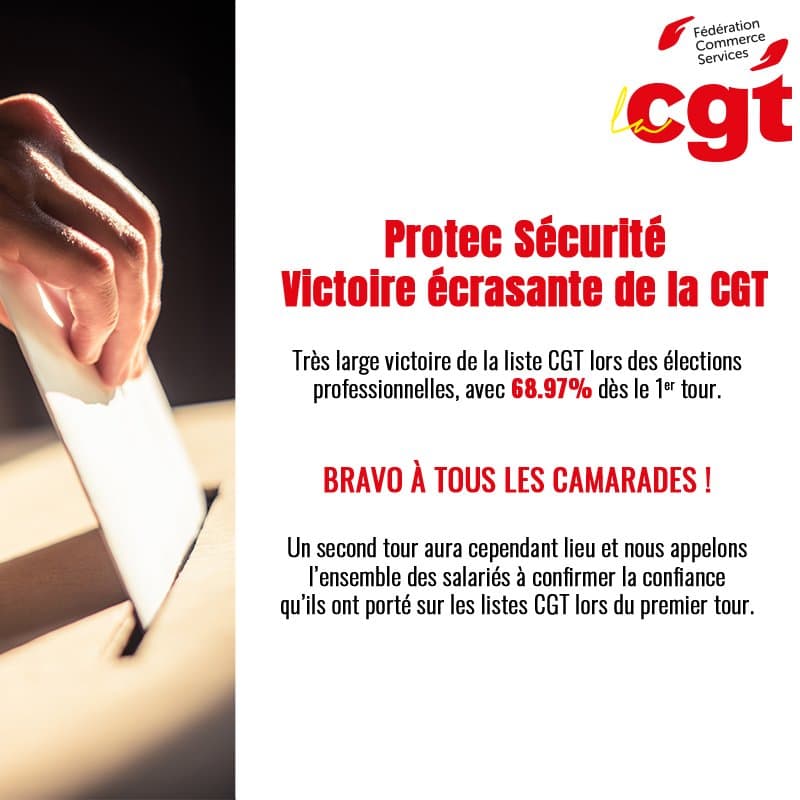 Protec Sécurité : victoire écrasante de la CGT