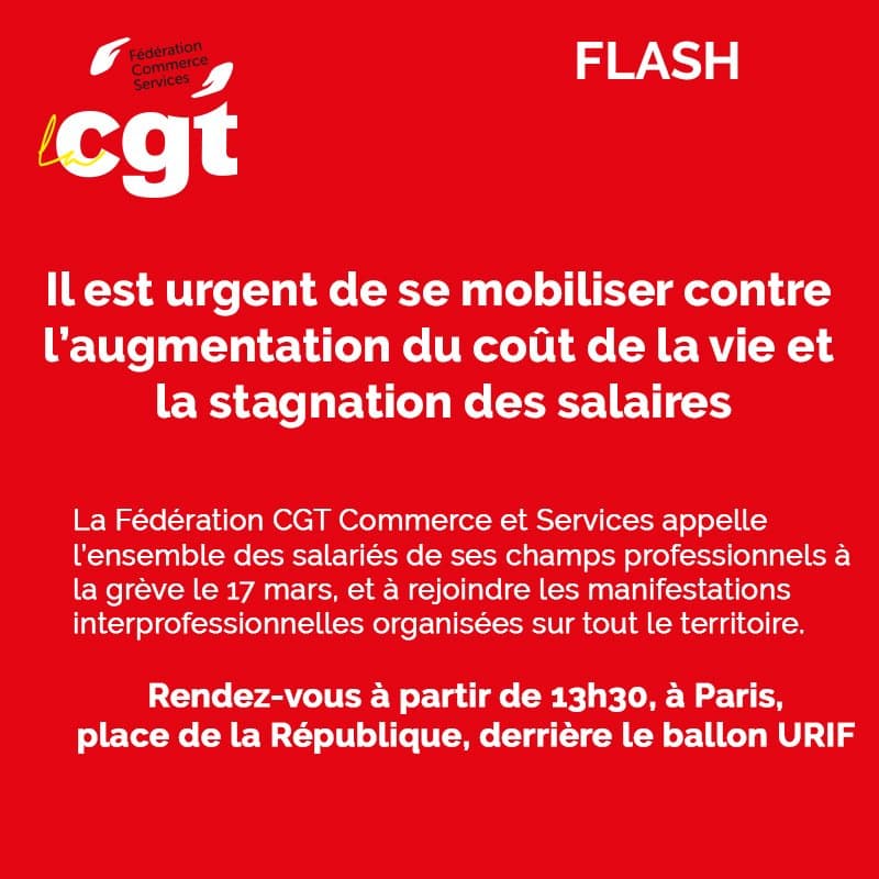 Mobilisation le 17 mars contre l'augmentation du coût de la vie