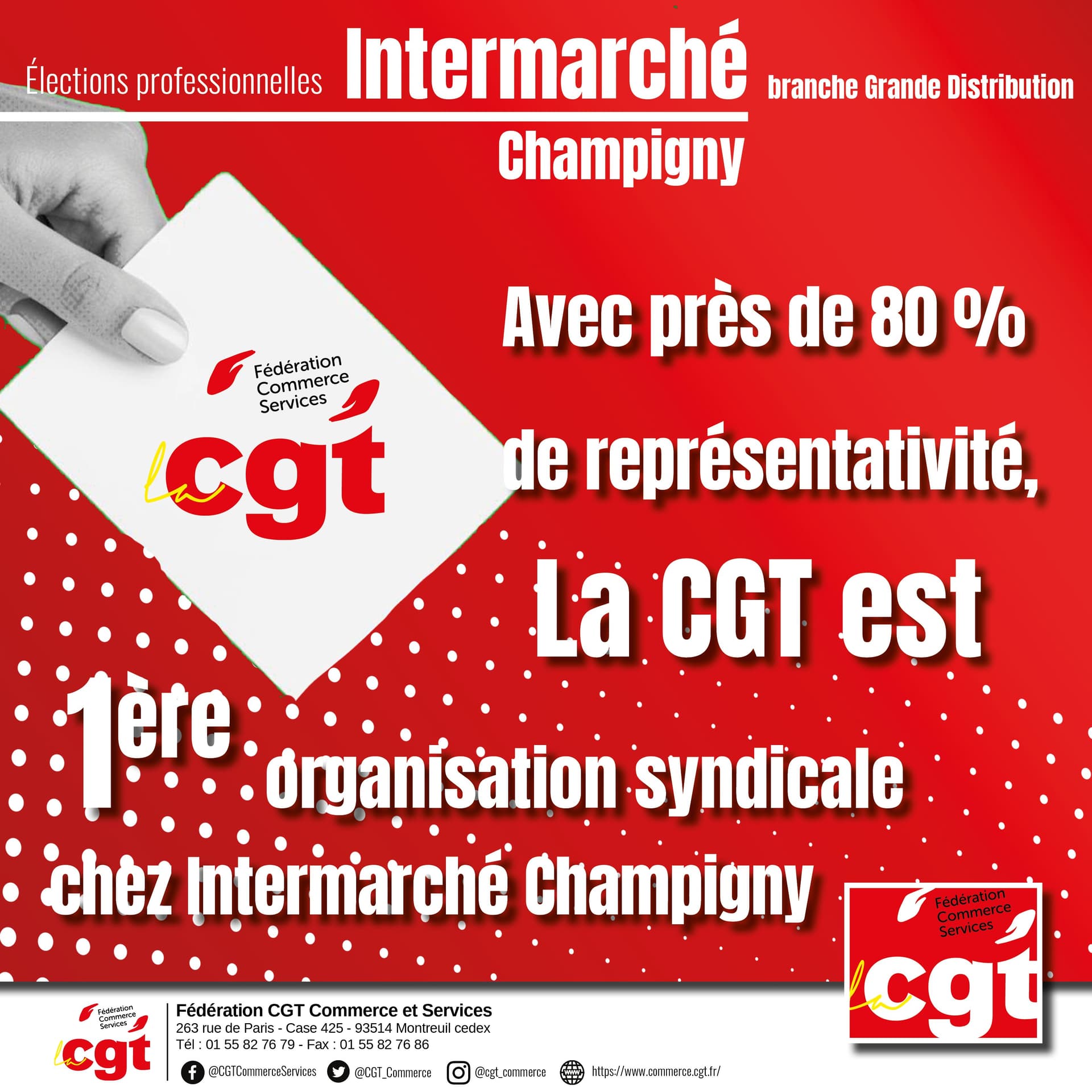 Élections Intermarché Champigny : la CGT 1ère avec 80 %