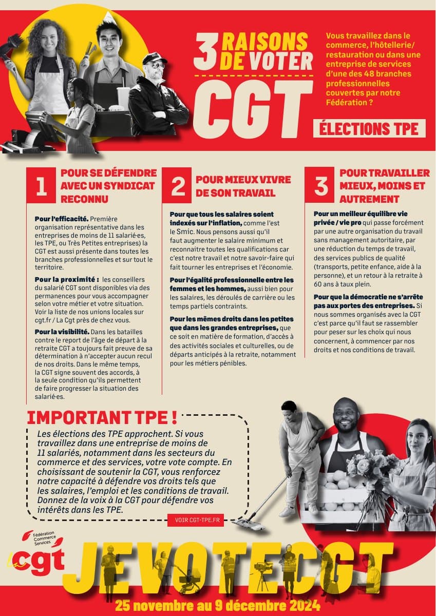 3 bonnes raisons de voter CGT aux élections TPE 2024