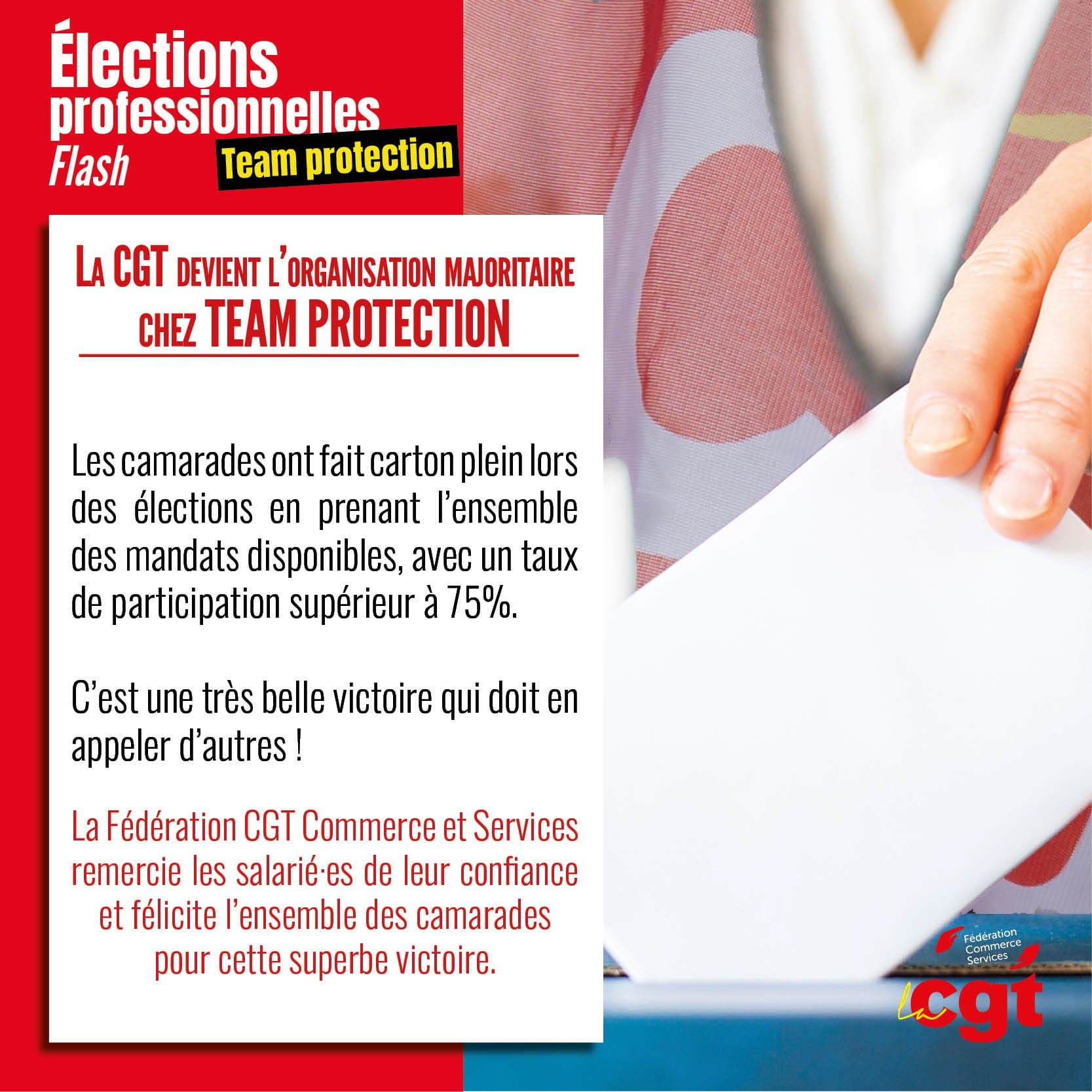 La CGT remporte une victoire électorale chez Team Protection