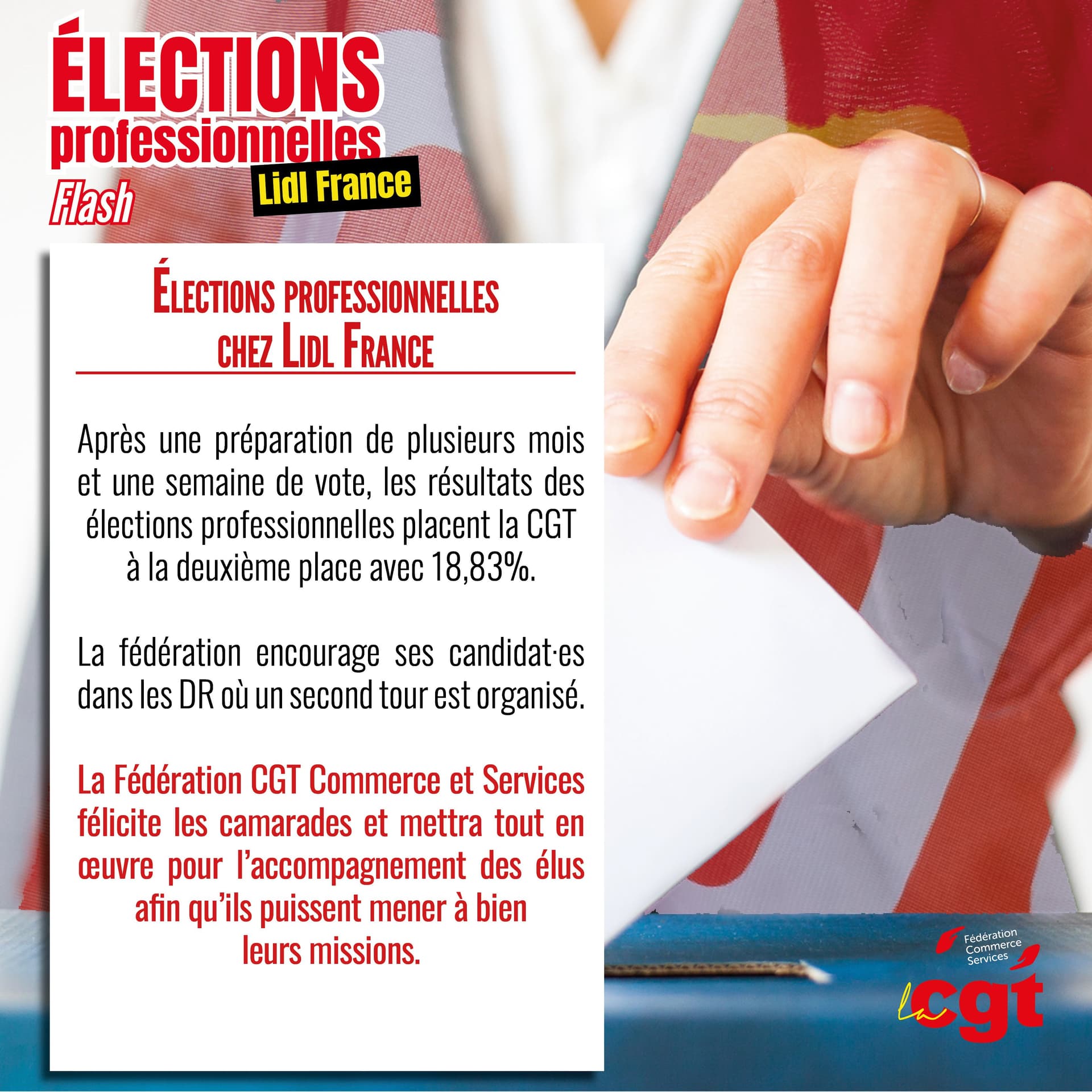 Élections professionnelles Lidl : la CGT en deuxième place