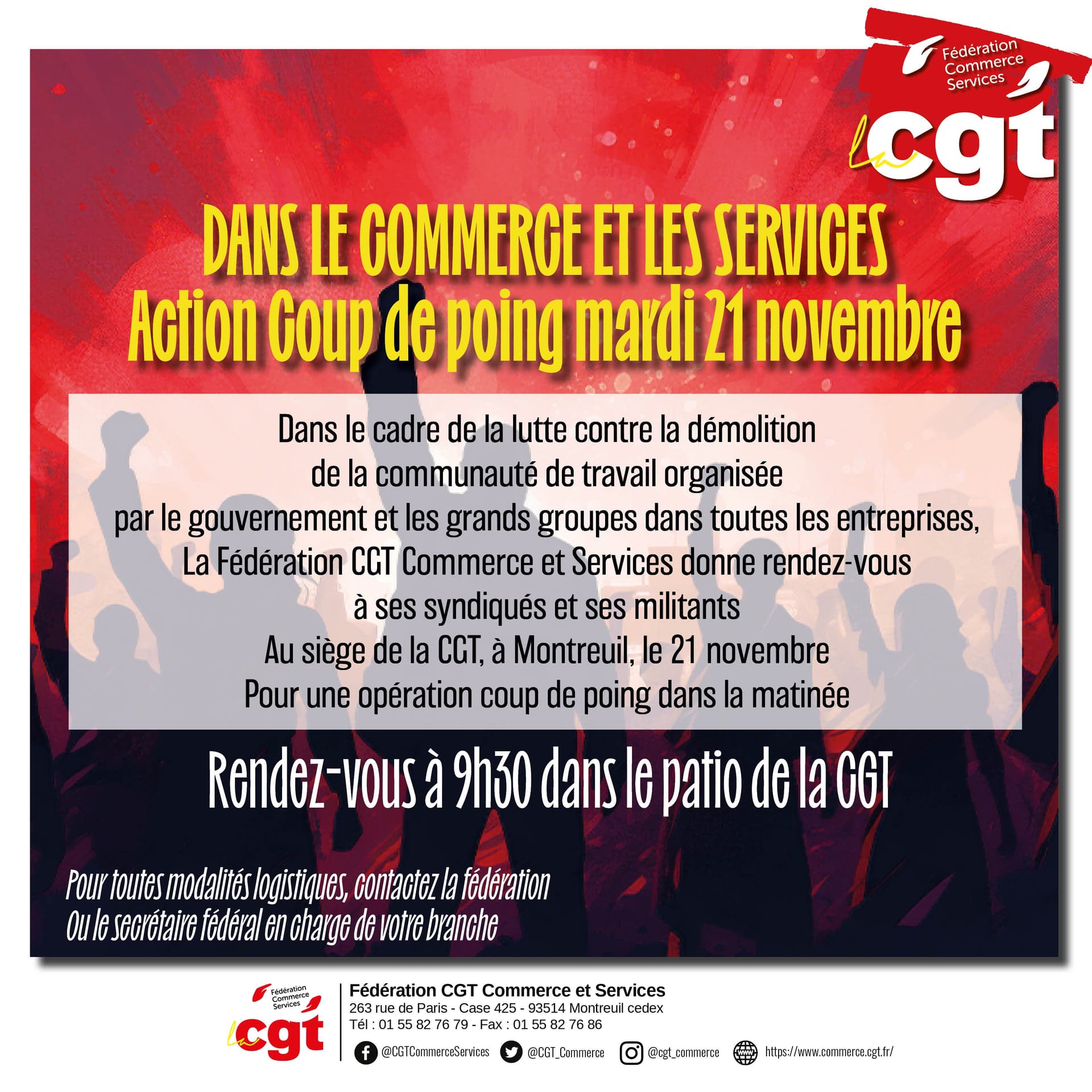 Action coup de poing le 21 novembre dans le commerce et les services