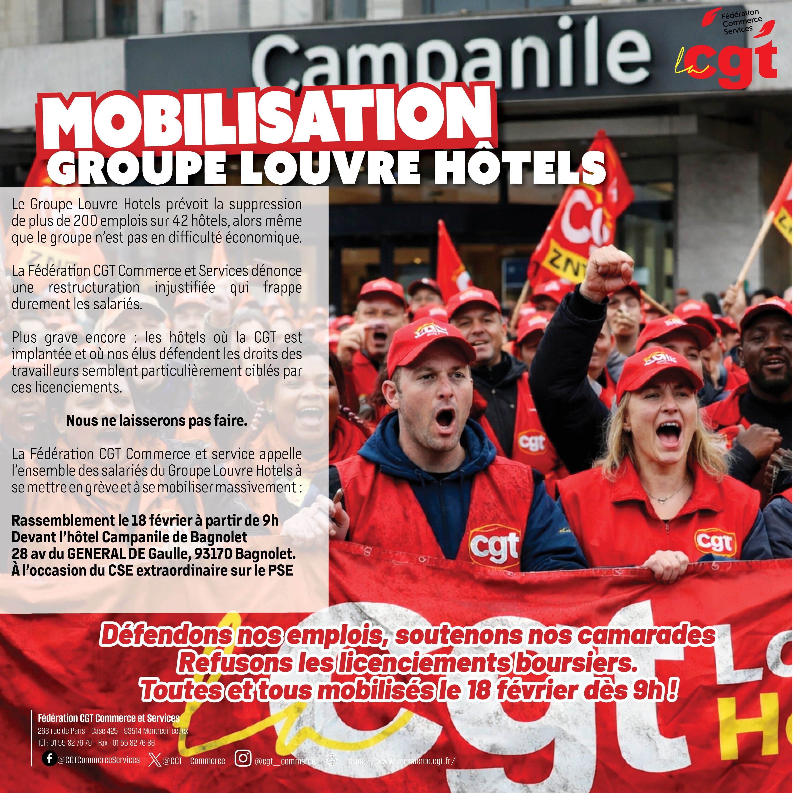 Mobilisation au Groupe Louvre Hôtels contre les licenciements