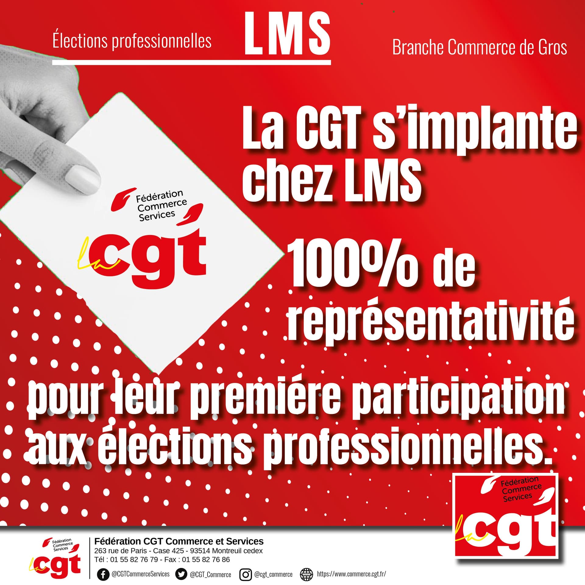 La CGT s'implante chez LMS avec 100% de représentativité