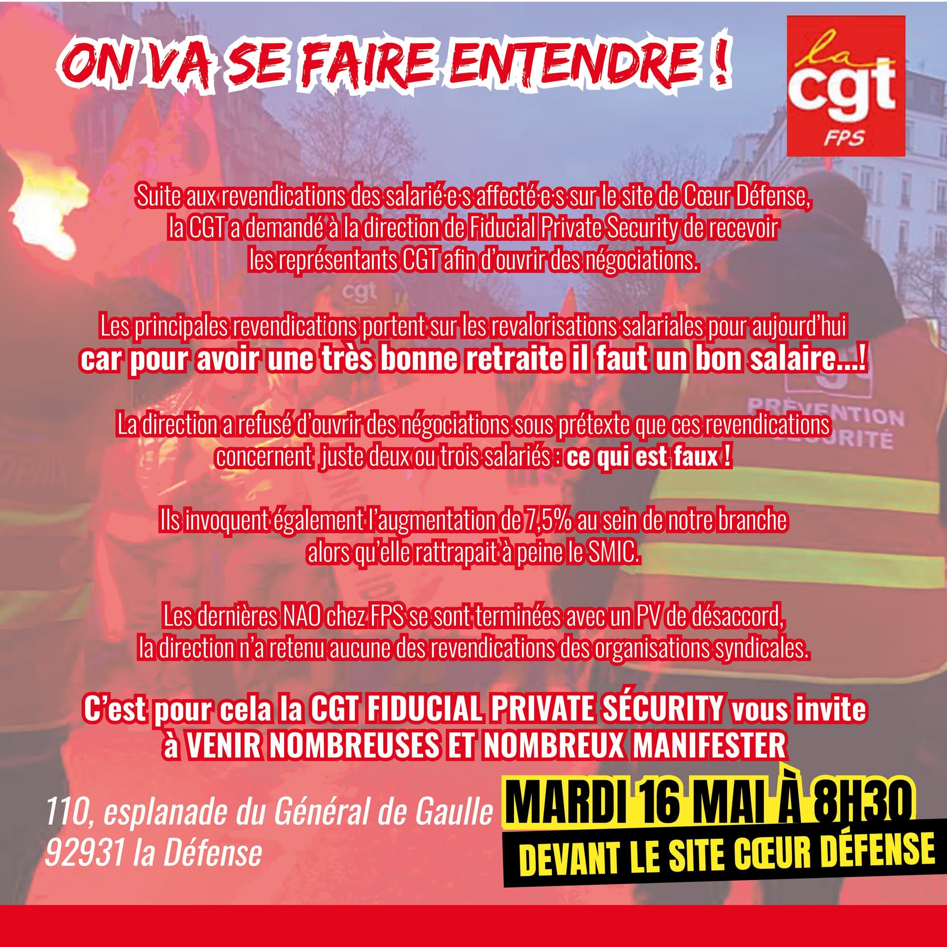 Fiducial Private Security : la CGT appelle à manifester