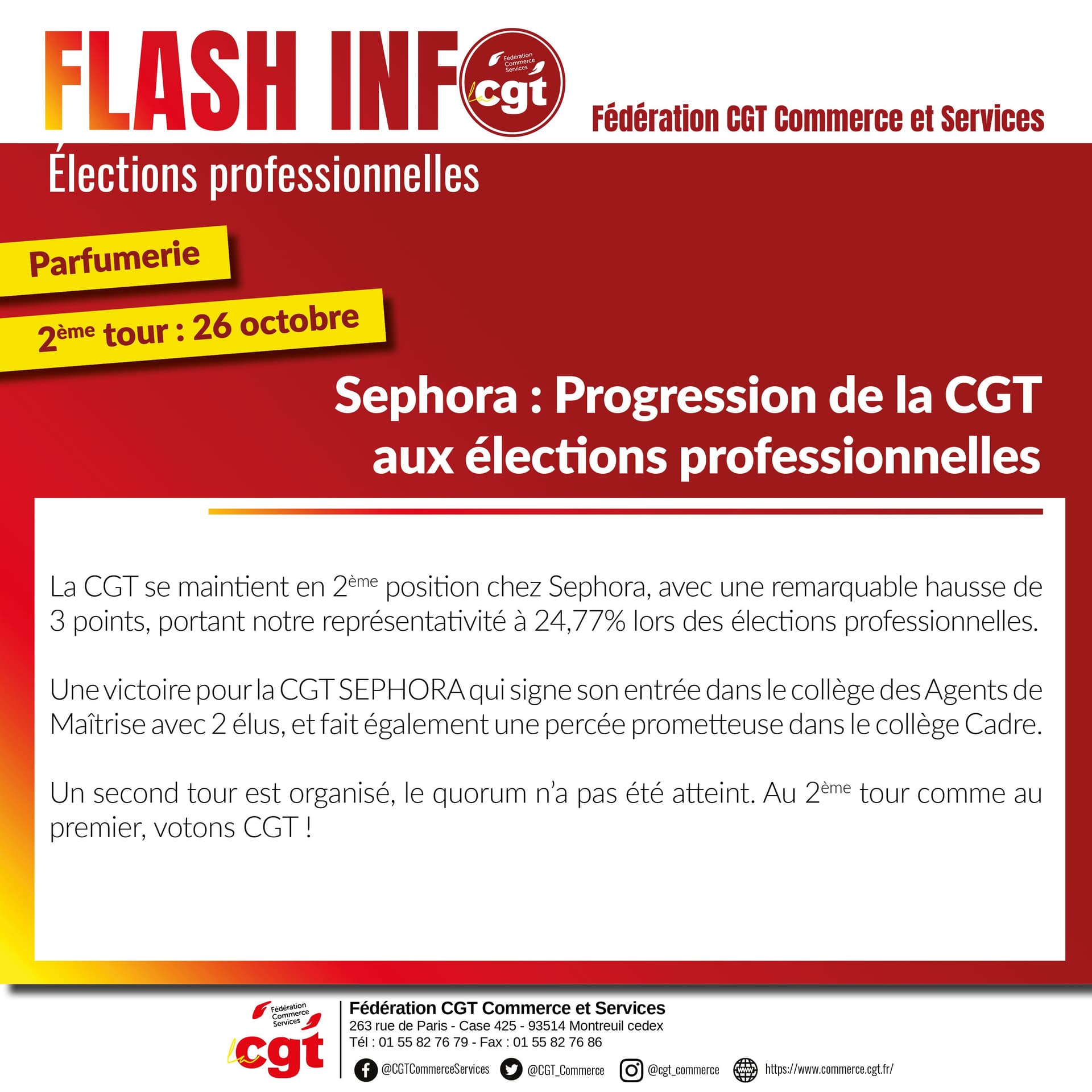 Sephora : progression de la CGT aux élections professionnelles