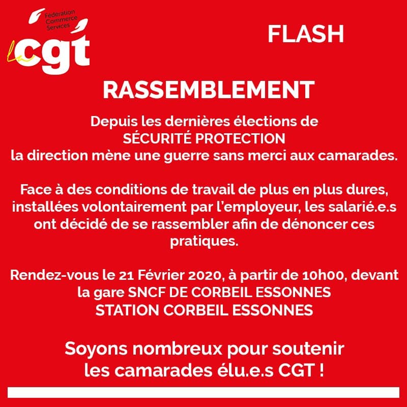 Rassemblement CGT le 21 février à Corbeil-Essonne