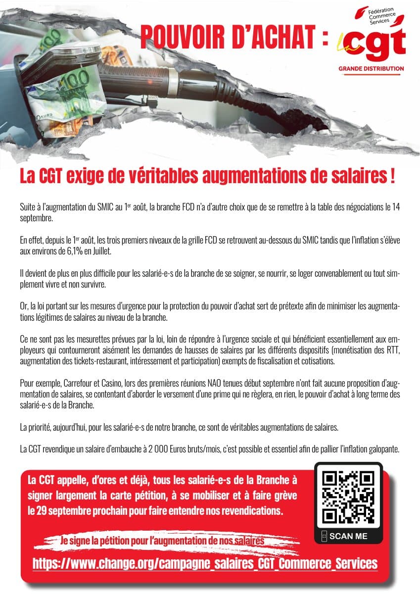 Pouvoir d'achat : la CGT exige de véritables augmentations de salaires