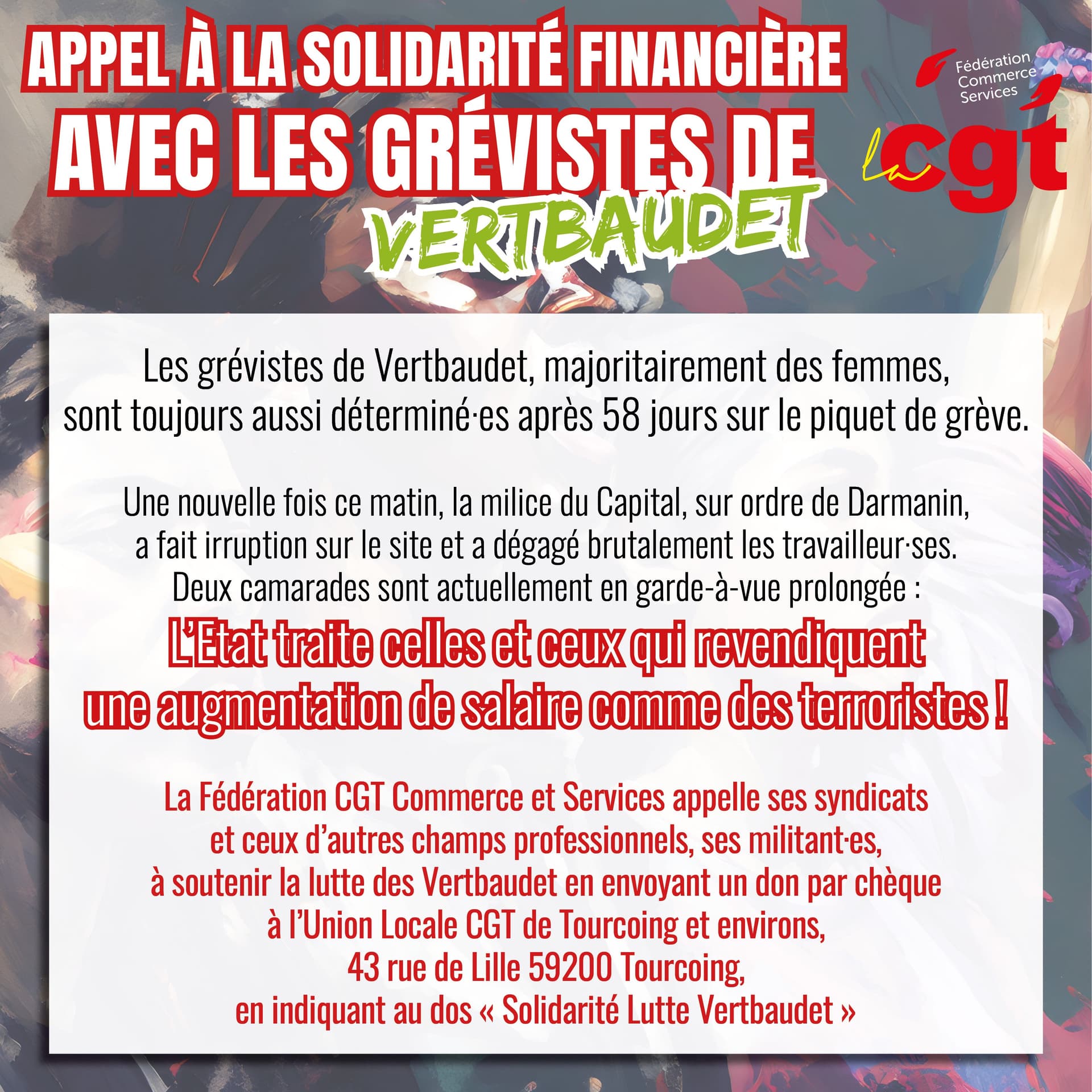 Solidarité avec les grévistes de Vertbaudet
