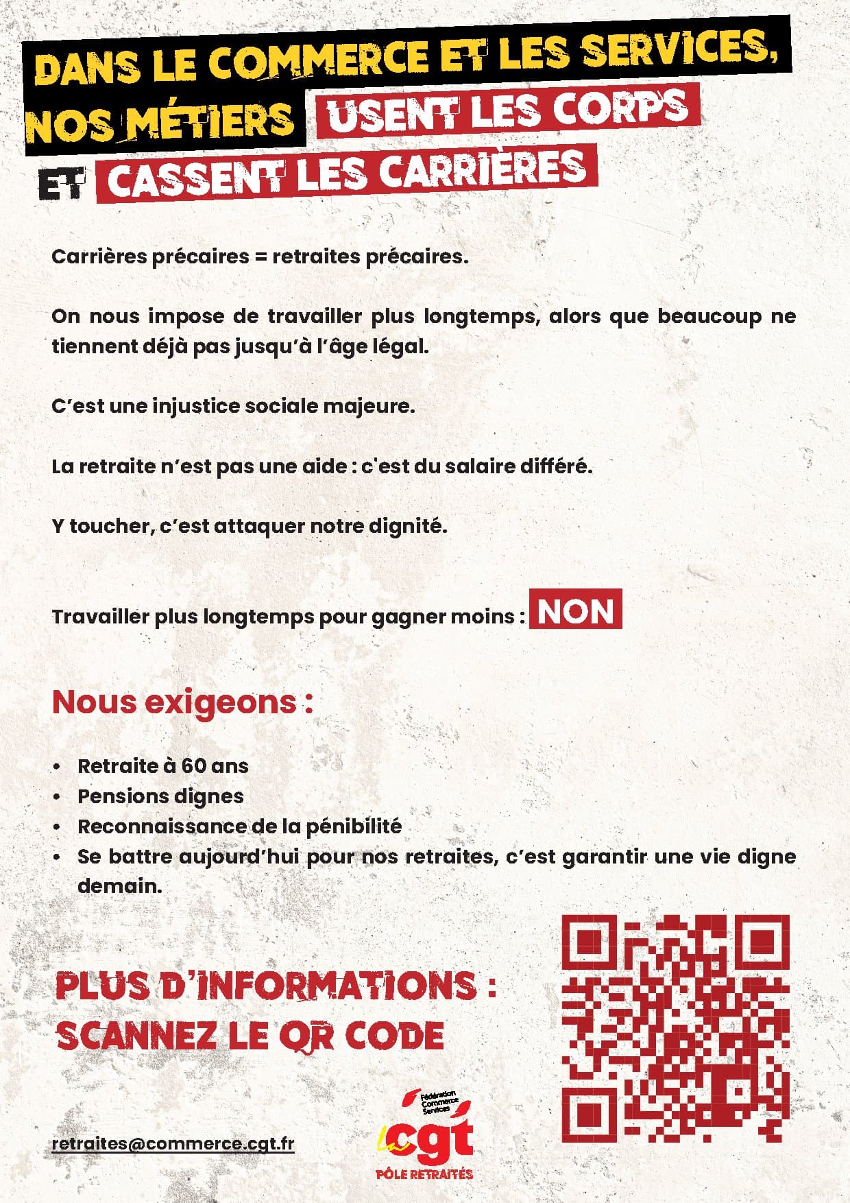 Dans le commerce et les services, nos métiers usent les corps et cassent les carrières