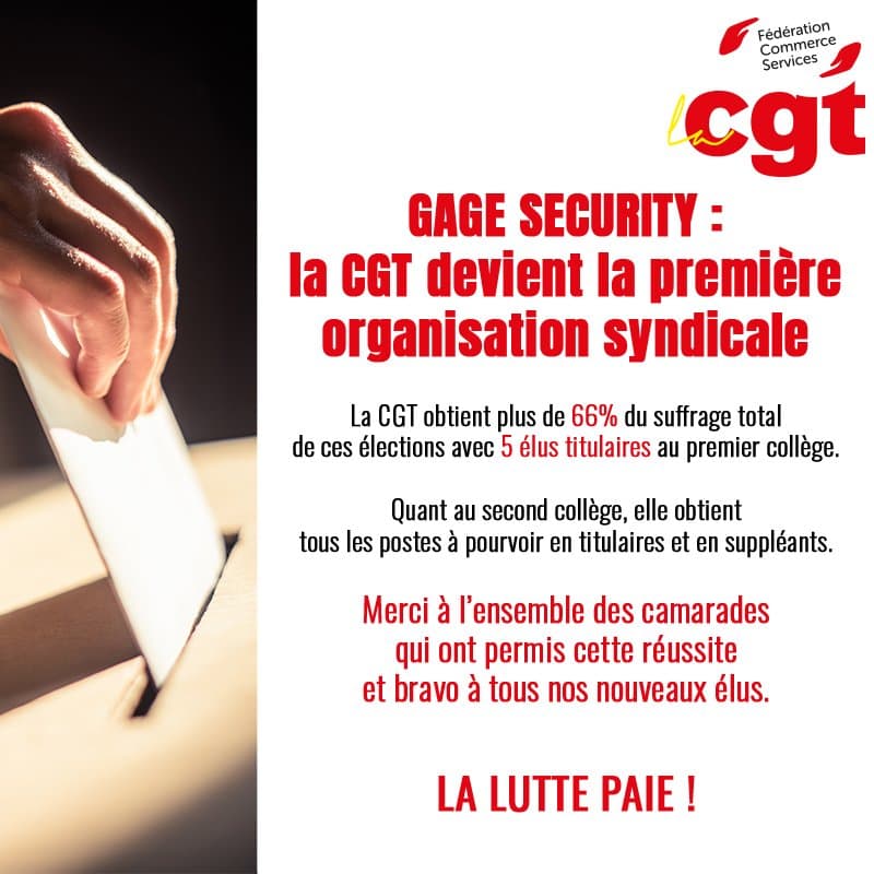 Gage Security : la CGT devient la première organisation syndicale