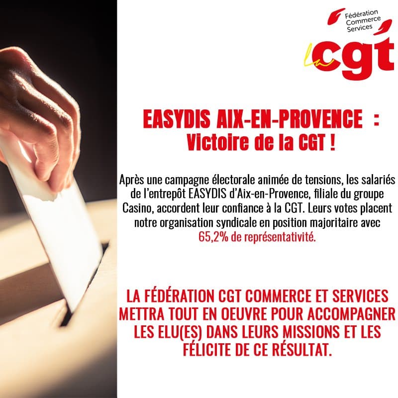 Victoire électorale de la CGT chez Easydis Aix-en-Provence