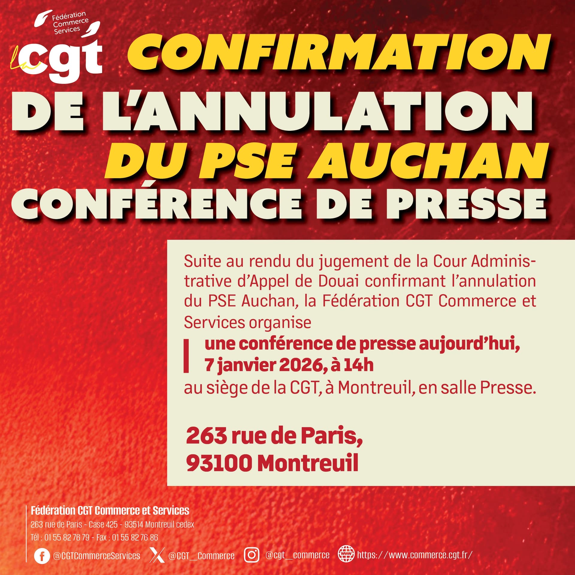 La CGT célèbre l'annulation du PSE Auchan