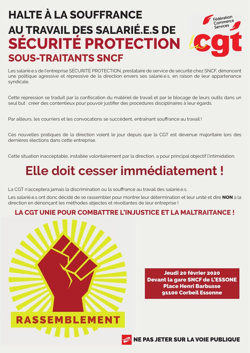 Stop à la répression contre les agents de sécurité SNCF