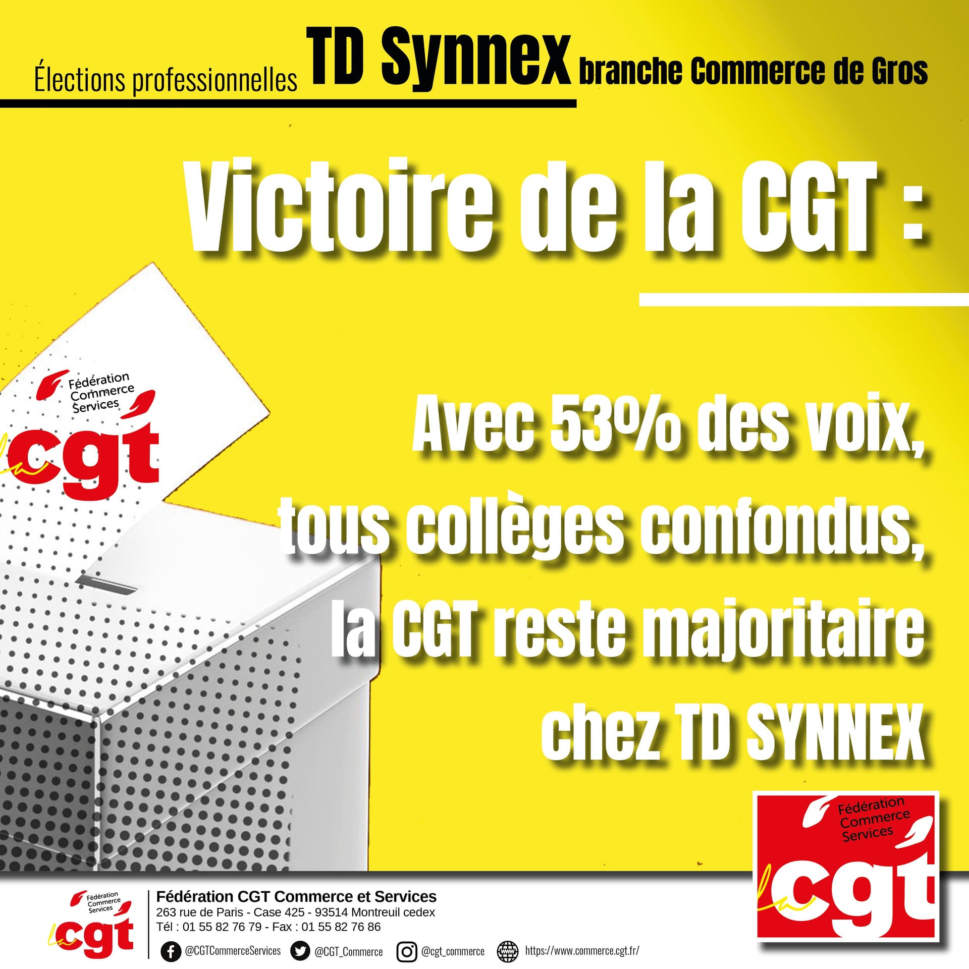 Élections professionnelles : victoire de la CGT chez TD Synnex