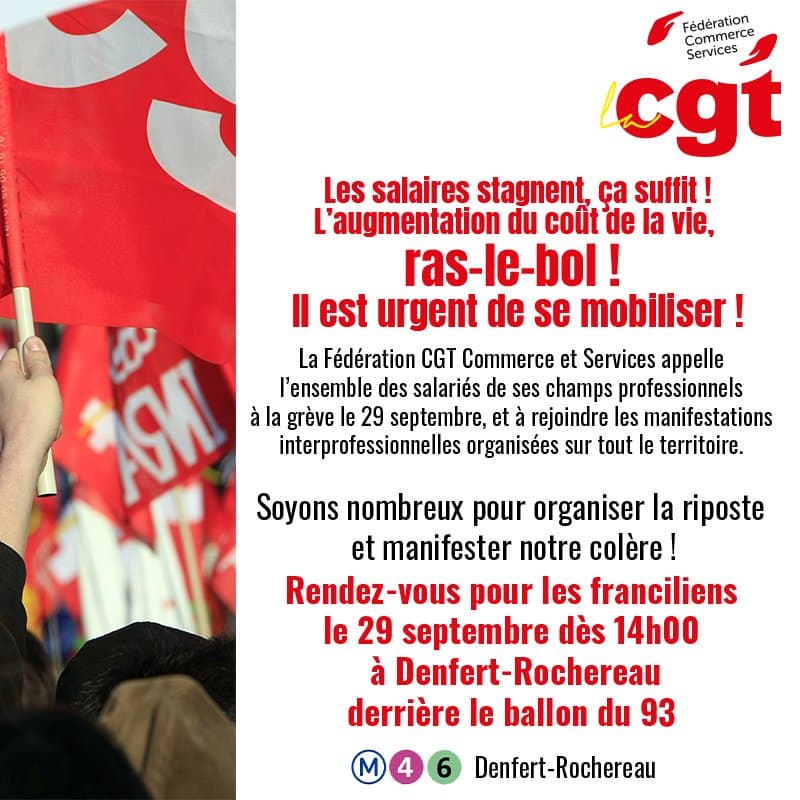 Grève intersyndical le 29 septembre contre la stagnation des salaires