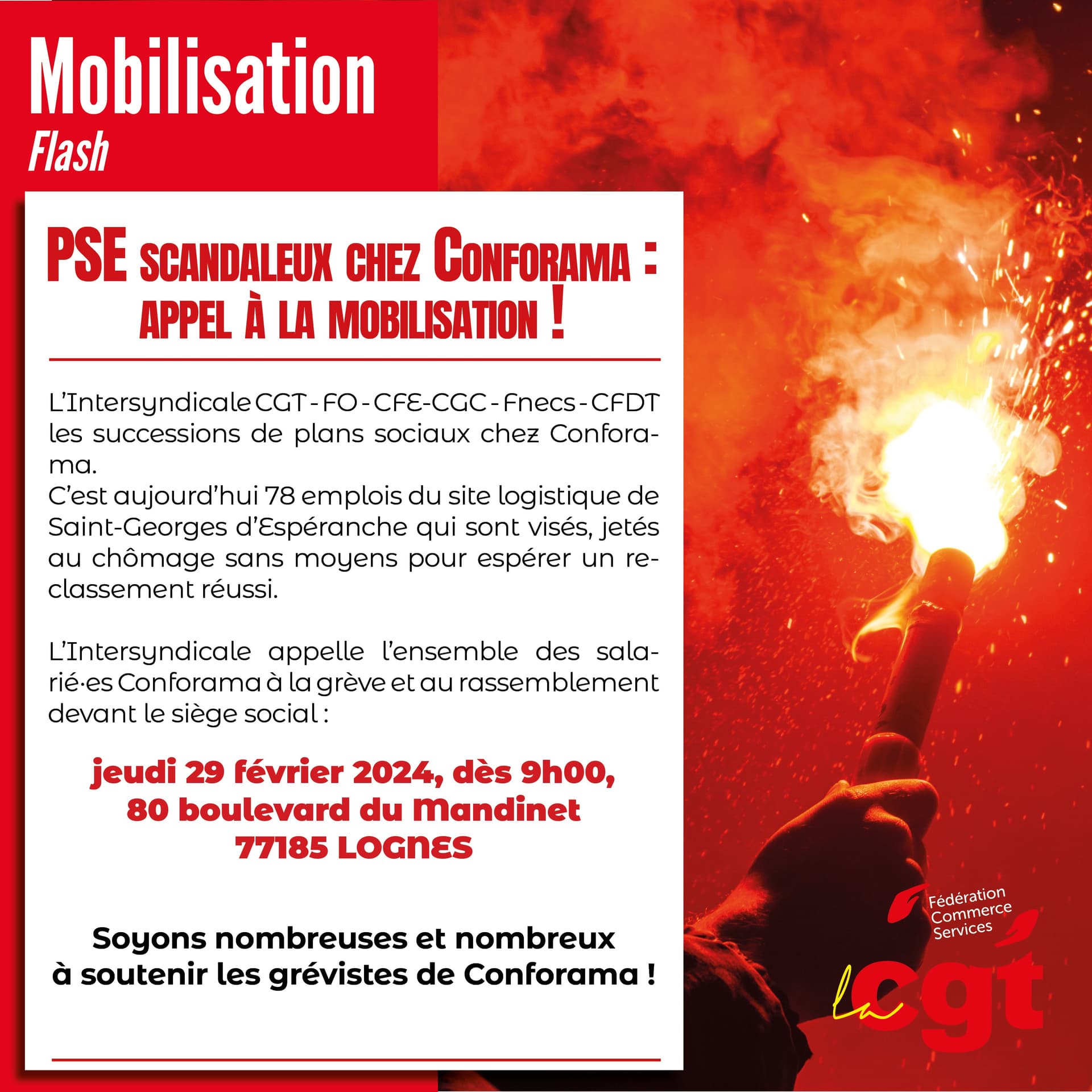 PSE scandaleux chez Conforama : appel à la mobilisation