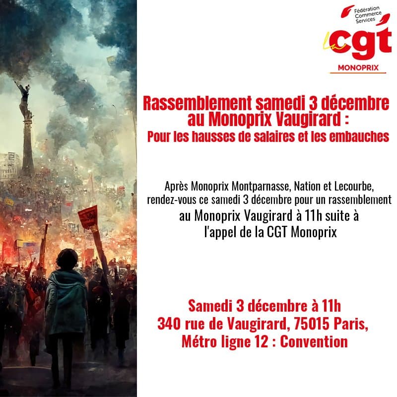 Rassemblement Monoprix Vaugirard pour les salaires et embauches