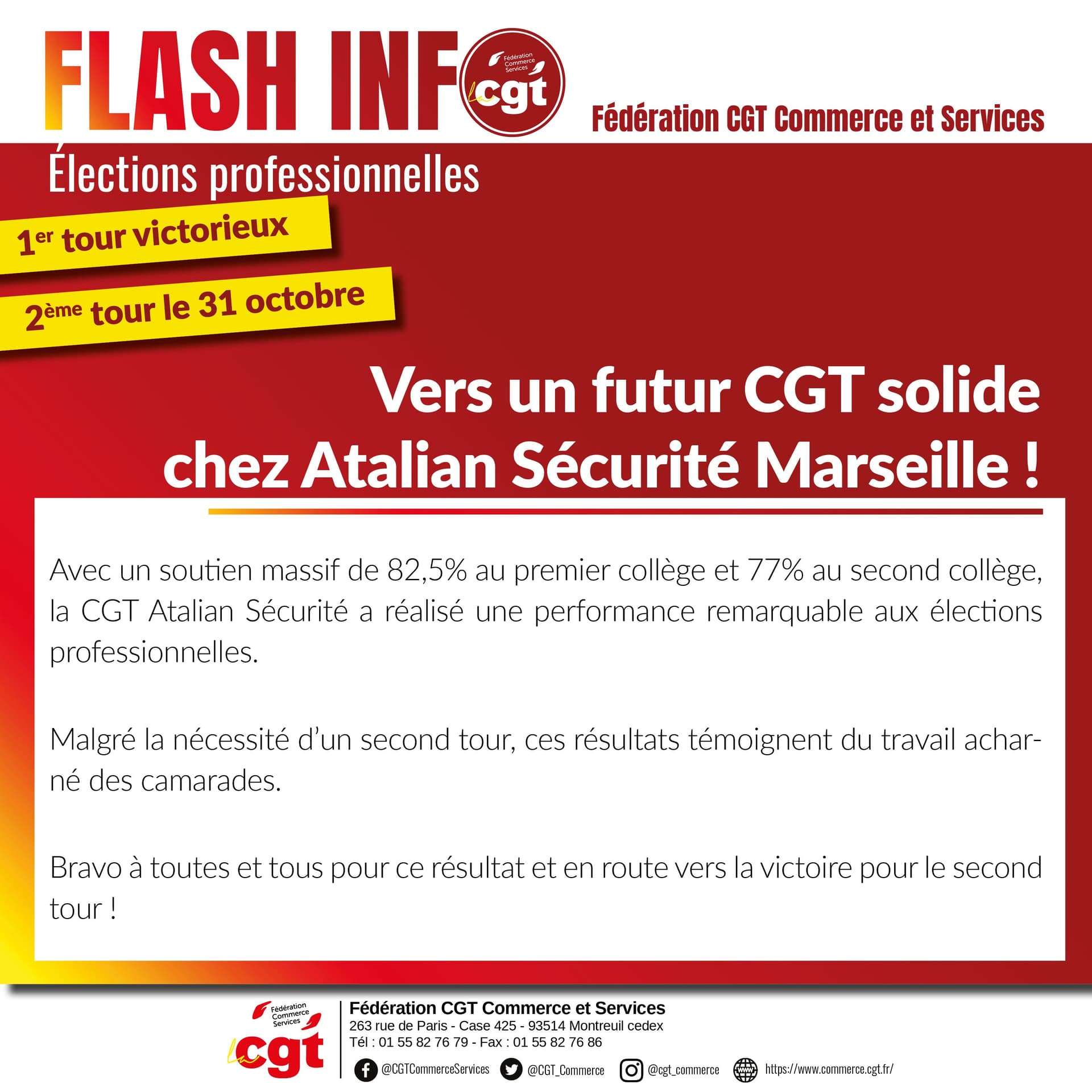 CGT Atalian Sécurité Marseille : victoire électorale au 1er tour