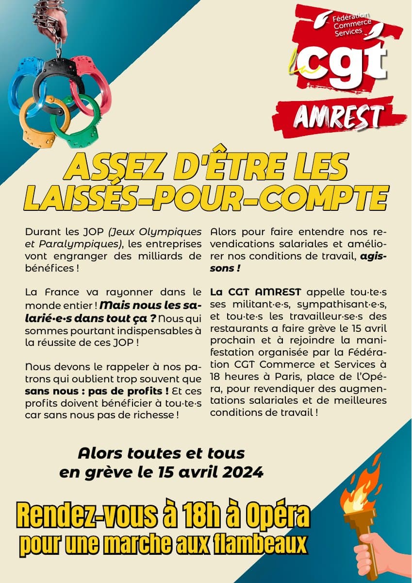 Grève 15 avril : les salariés Amrest se mobilisent