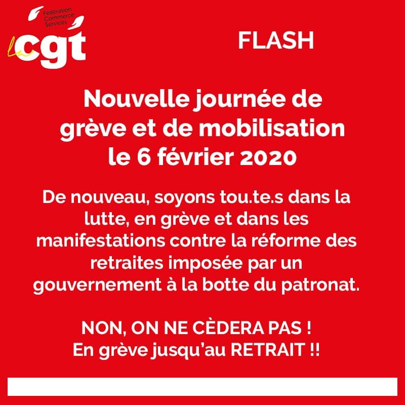 Nouvelle journée de grève et mobilisation le 6 février 2020