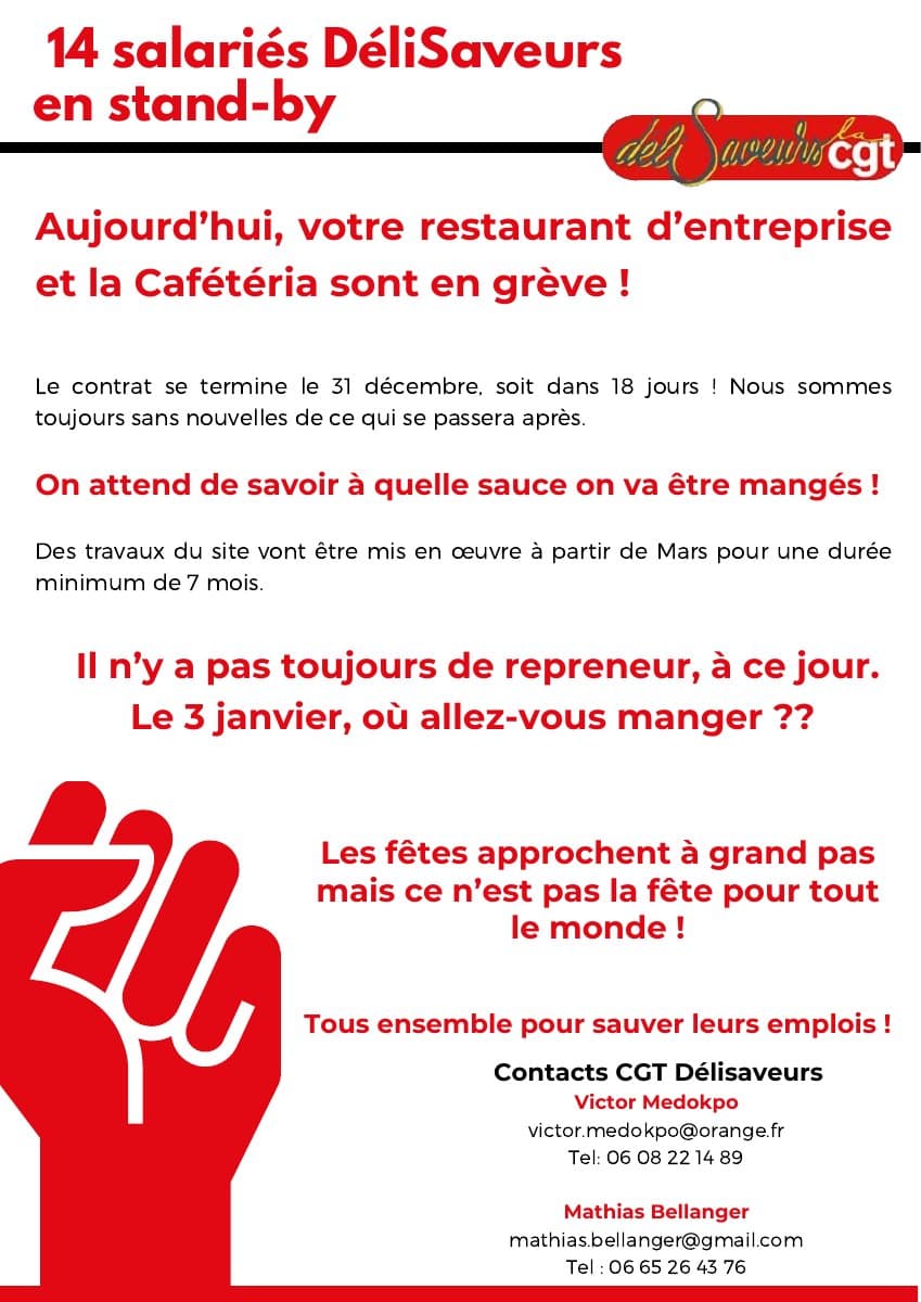 14 salariés Délisaveurs en stand-by : grève pour sauver l'emploi