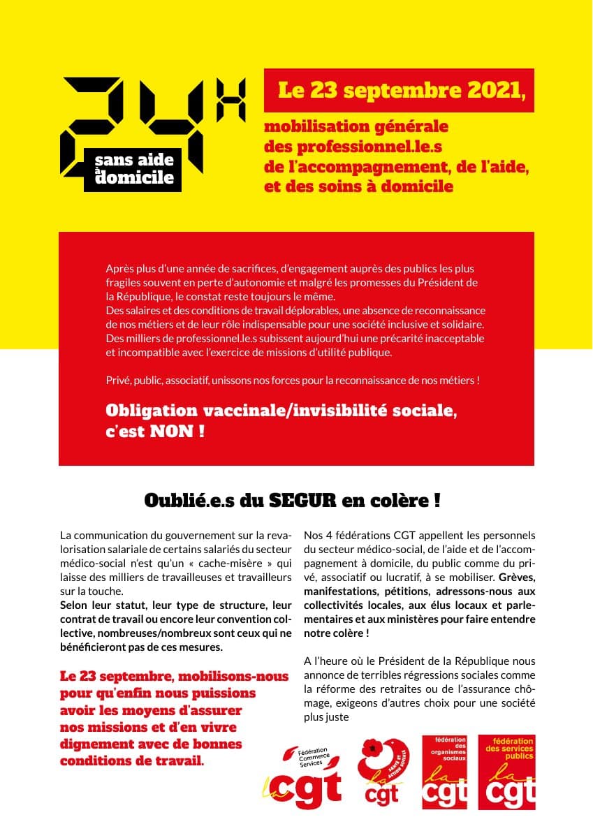 23 septembre : mobilisation générale aide à domicile