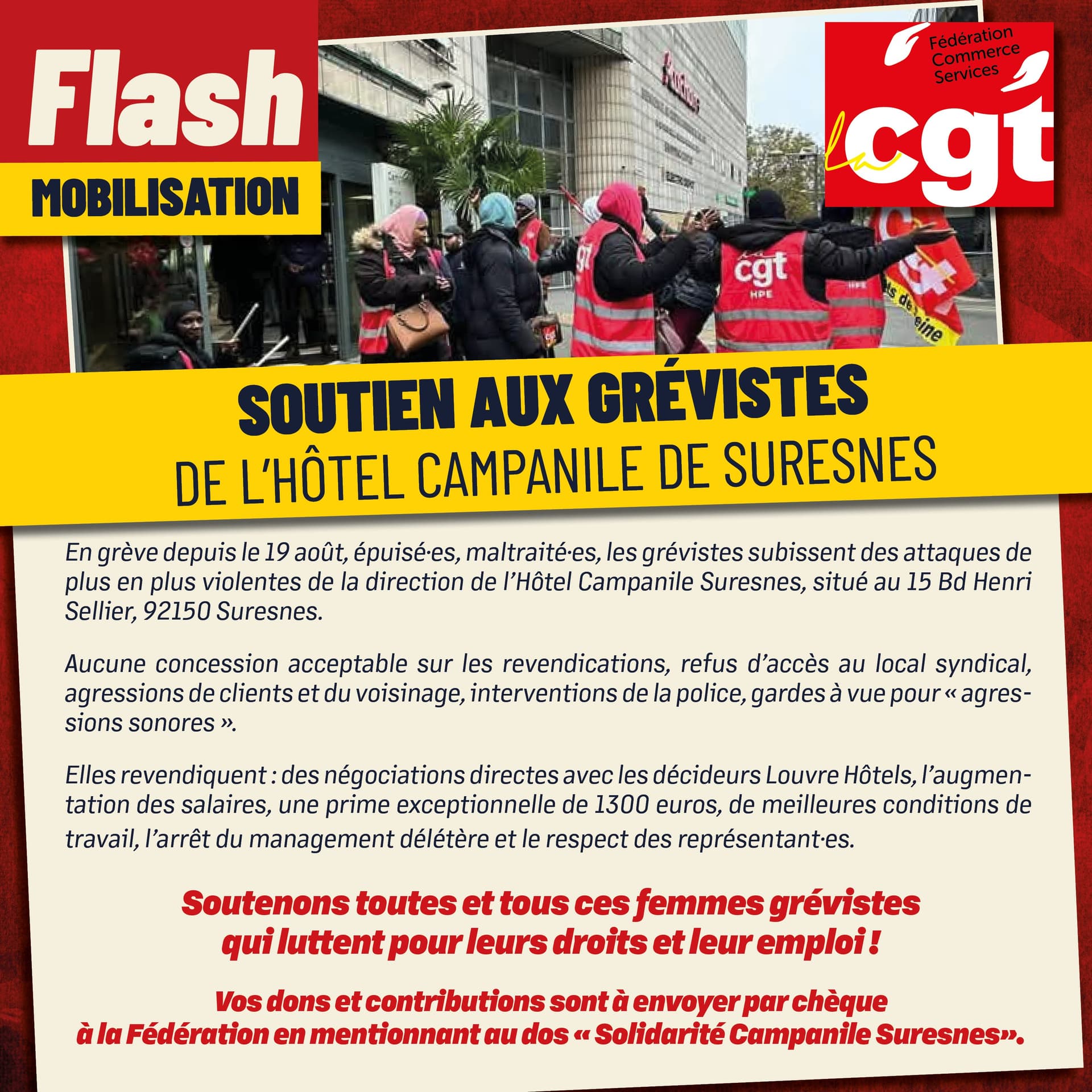 Soutien aux grévistes de l'hôtel Campanile de Suresnes