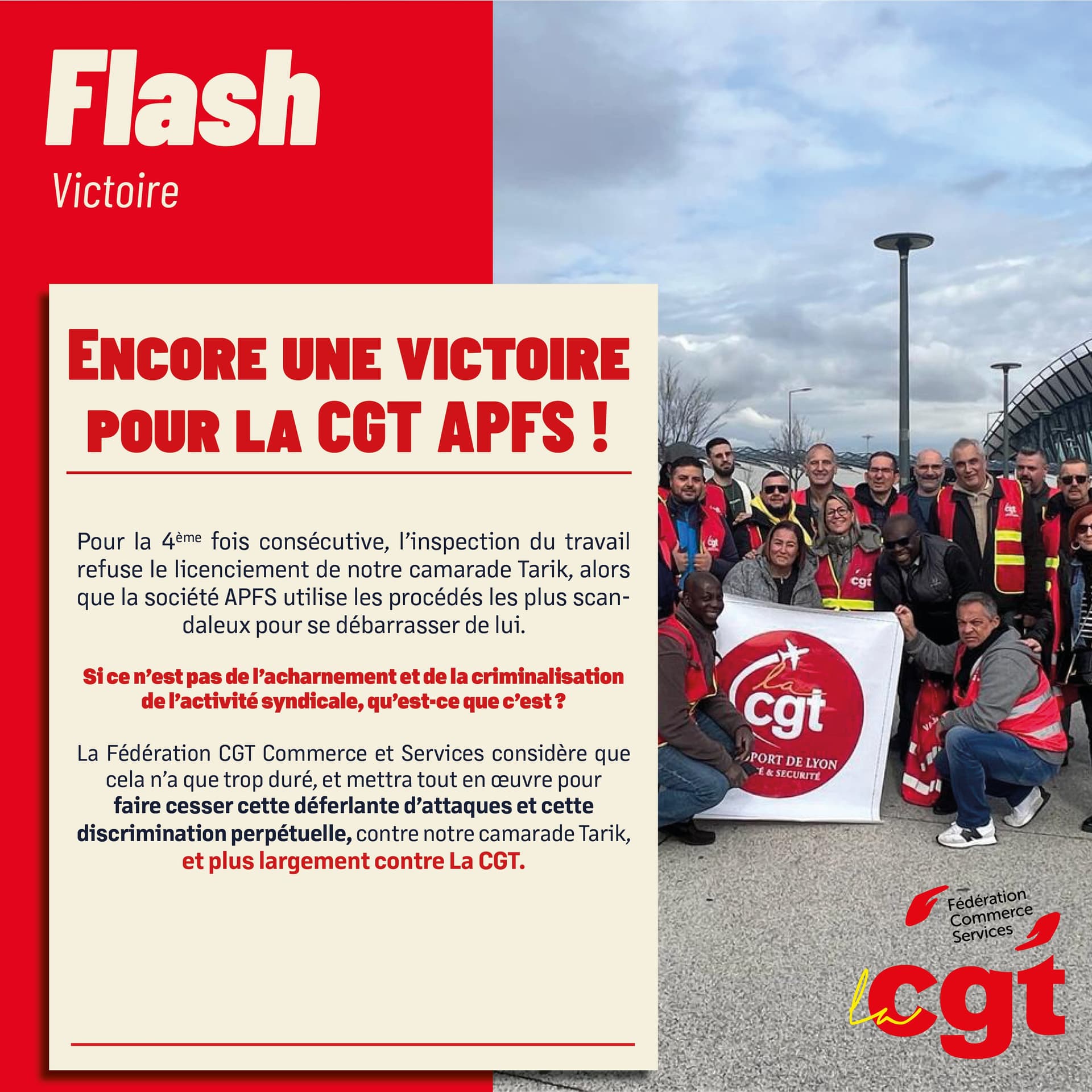 Victoire CGT AFPS : inspection du travail refuse le licenciement de Tarik