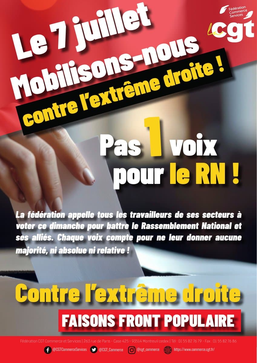 7 juillet : Mobilisons-nous contre l'extrême droite !