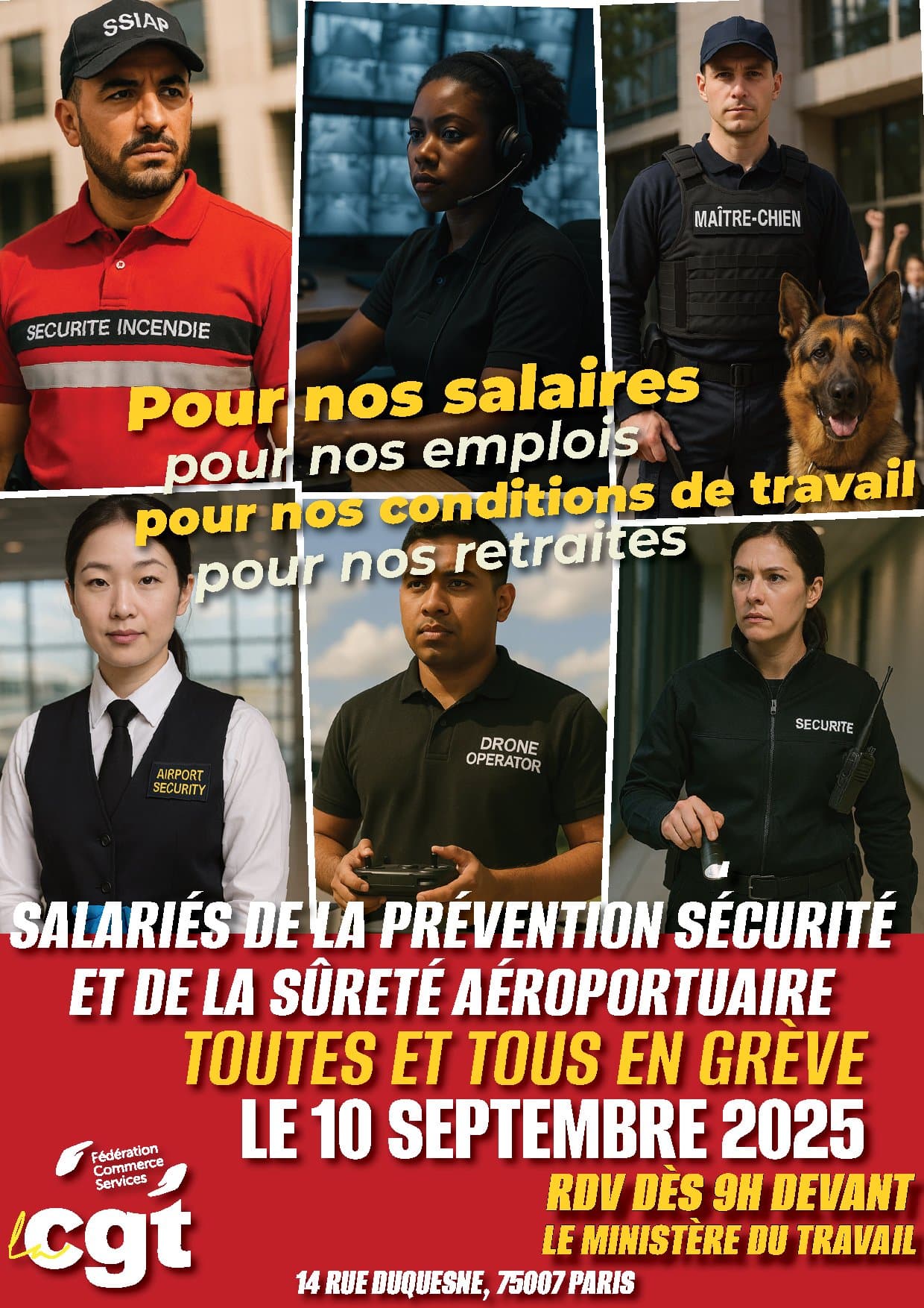 SALARIÉS DE LA PRÉVENTION SÉCURITÉ ET DE LA SÛRETÉ AÉROPORTUAIRE ‘ TOUTES ET TOUS EN GRÈVE LE 10 SEPTEMBRE 2025 RDV DÈS 9H DEVANT LE MINISTÈRE DU TRAVAIL