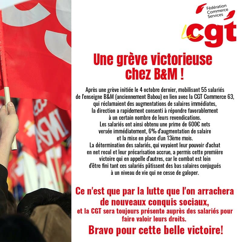Une grève victorieuse chez B&M !