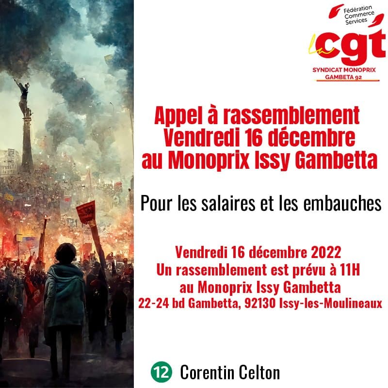 Rassemblement Monoprix Issy pour les salaires et embauches