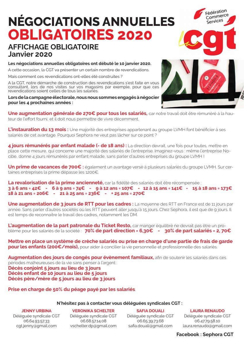 NAO 2020 Sephora : nos revendications pour l'augmentation