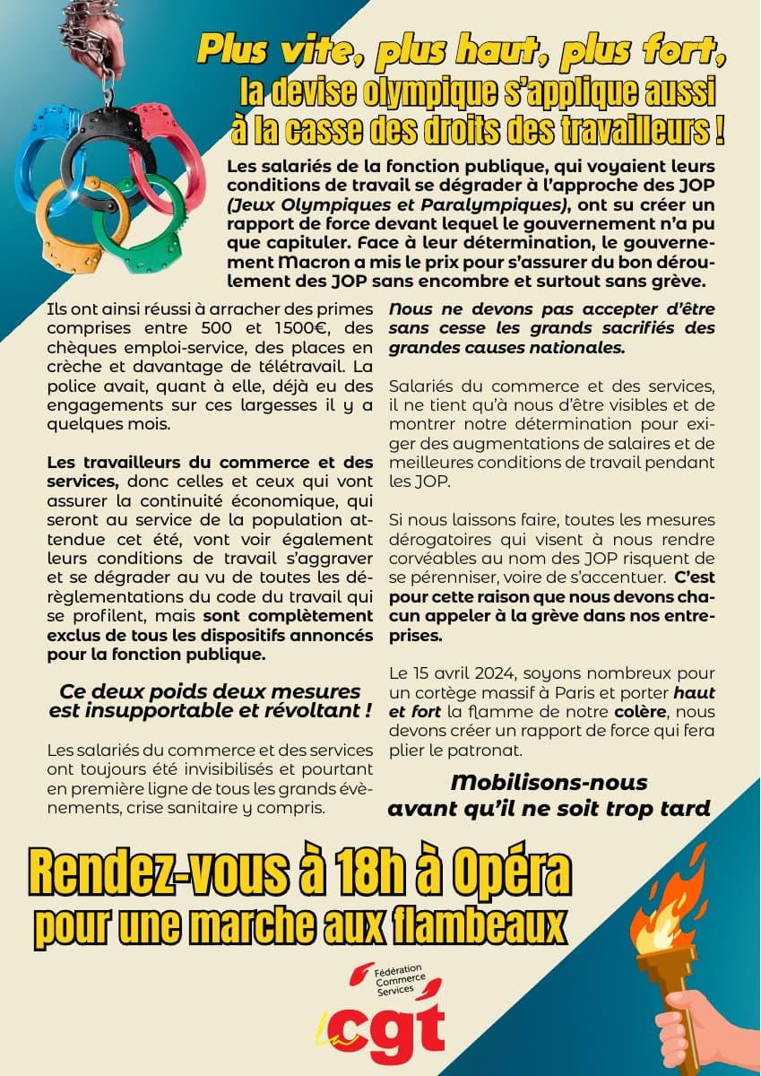 JOP : les salariés du commerce refusent les sacrifices !