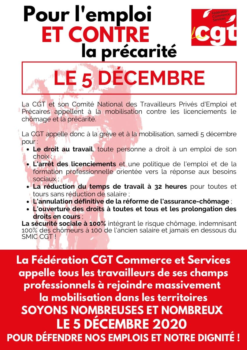 5 décembre : grève pour l'emploi et contre la précarité