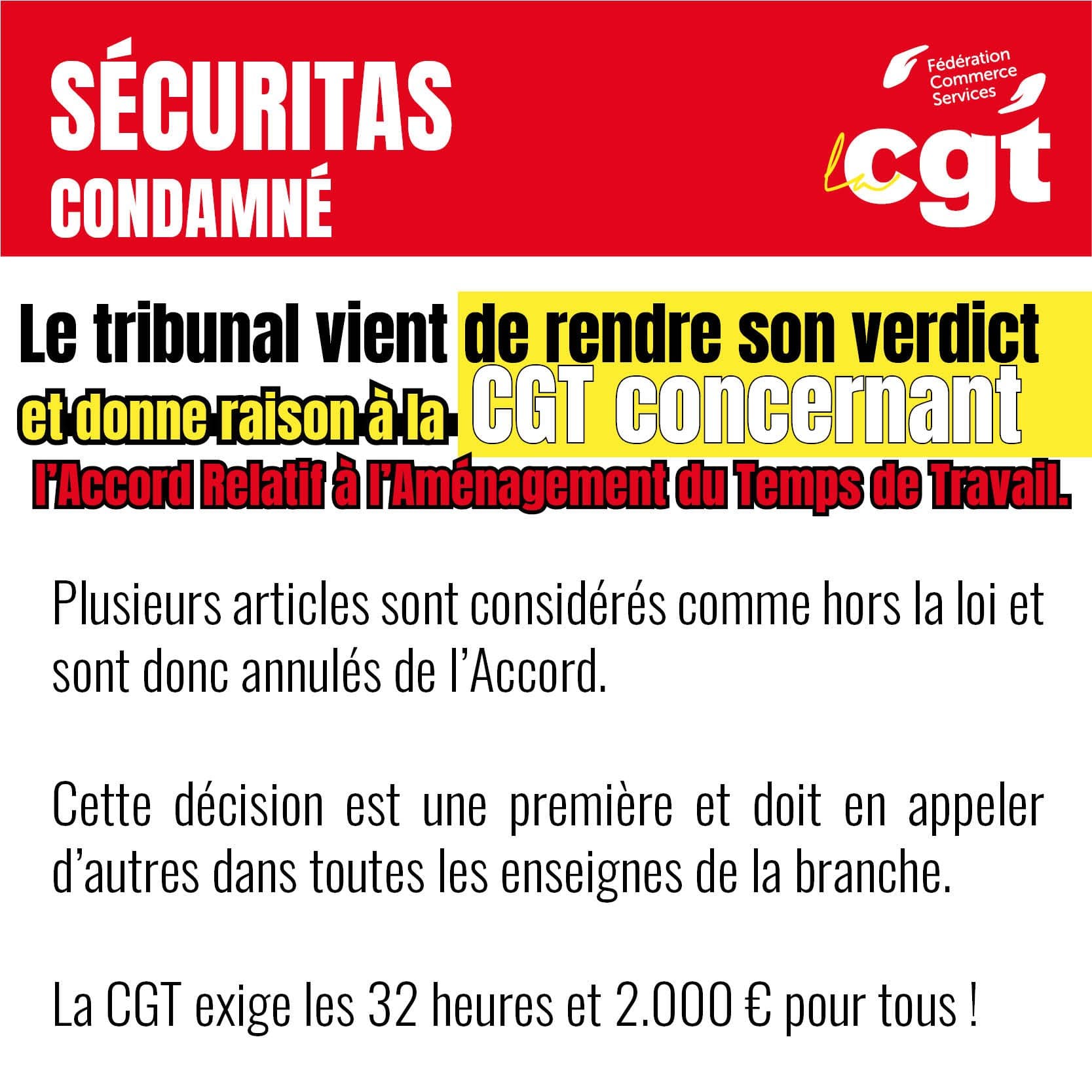 Sécuritas condamné : victoire CGT sur l'aménagement du temps