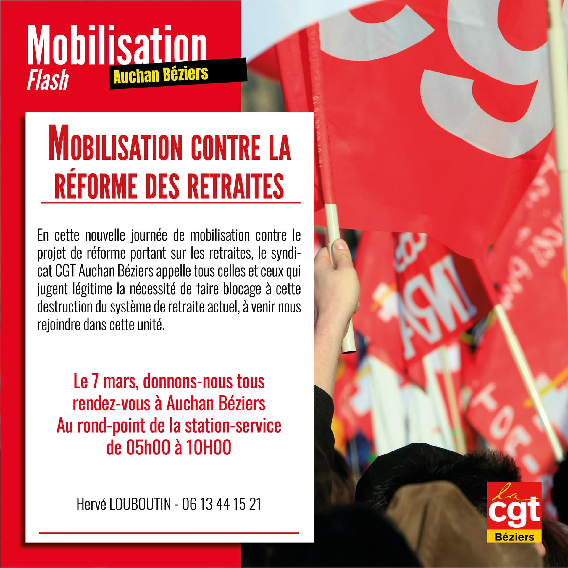 Mobilisation contre la réforme des retraites à Auchan Béziers