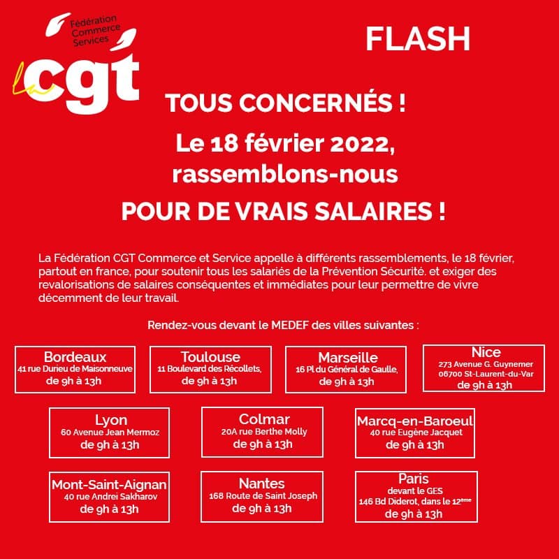 Action nationale le 18 février pour des salaires décents