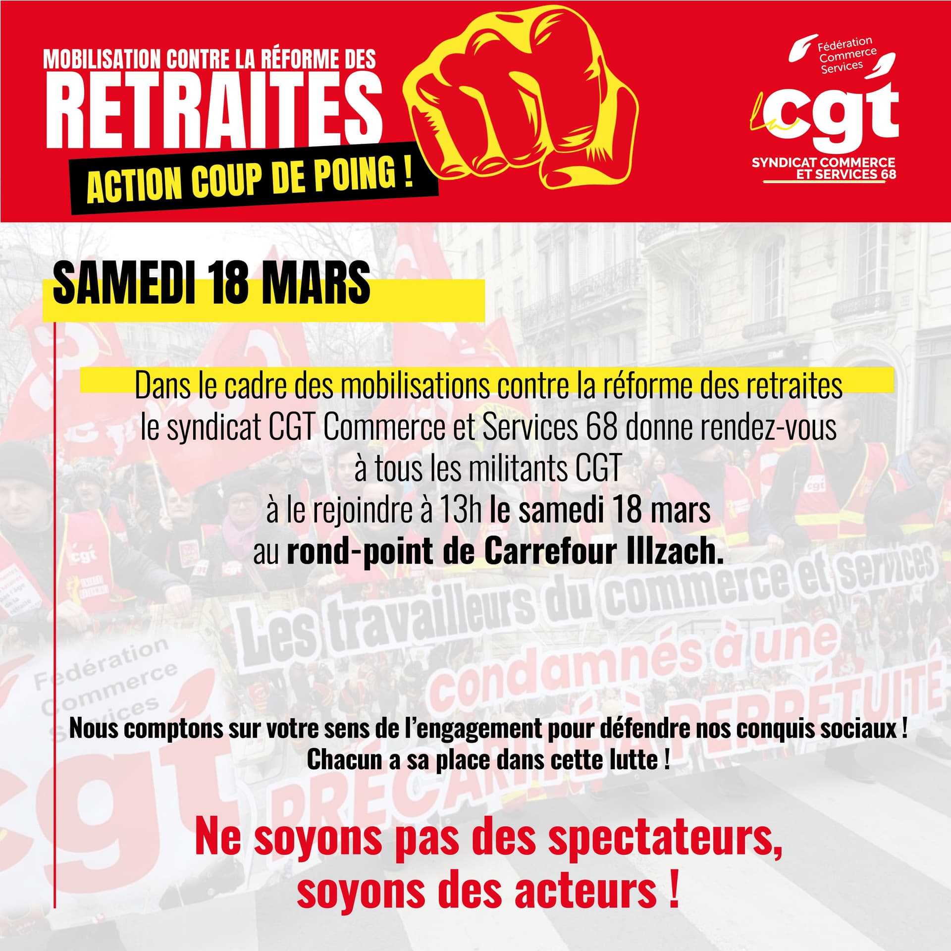 Mobilisation contre la réforme des retraites le 18 mars