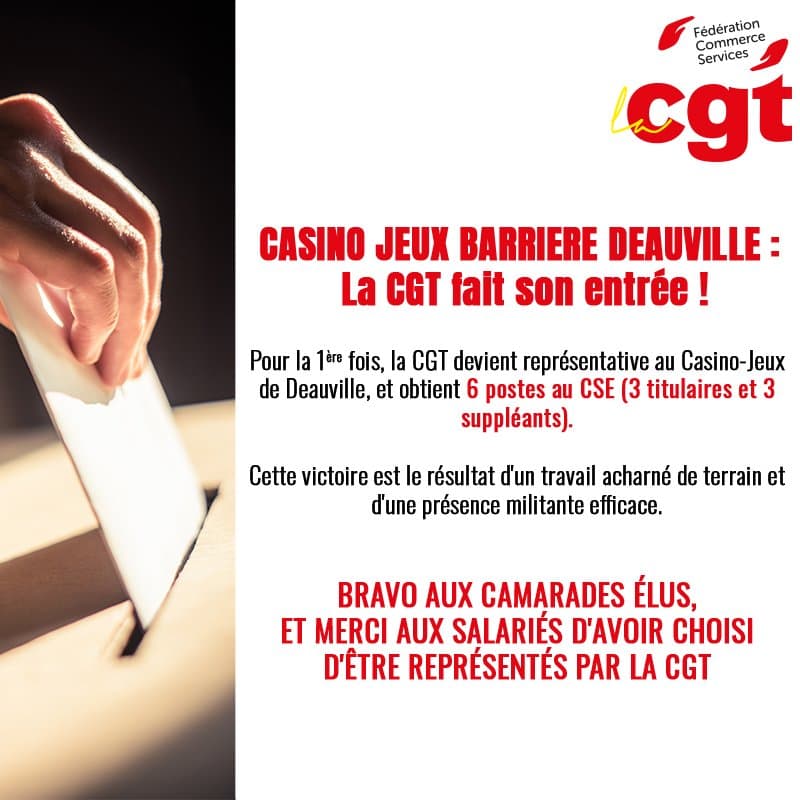 CGT élue pour la première fois à Casino Jeux Deauville