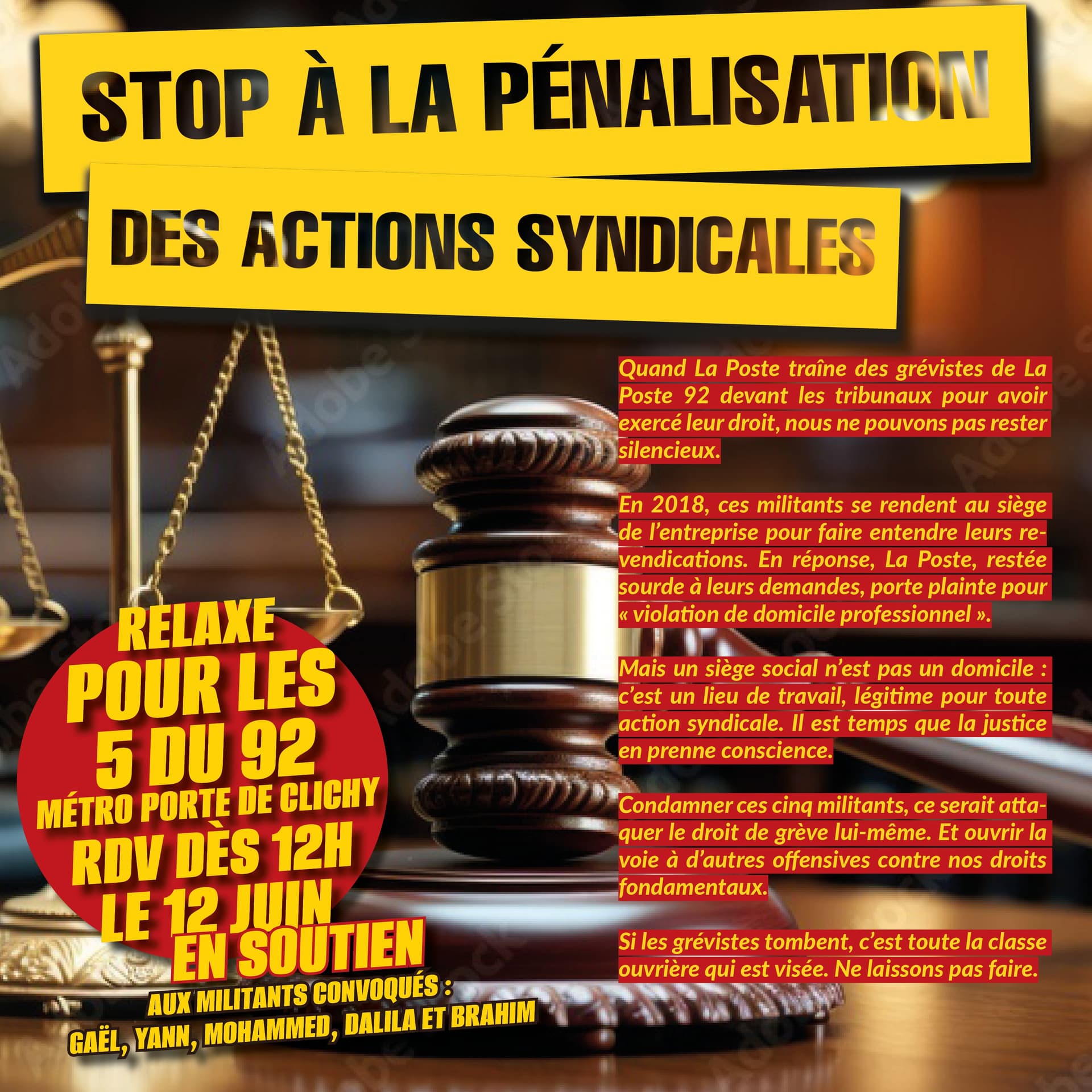 Stop à la pénalisation des actions syndicales à La Poste