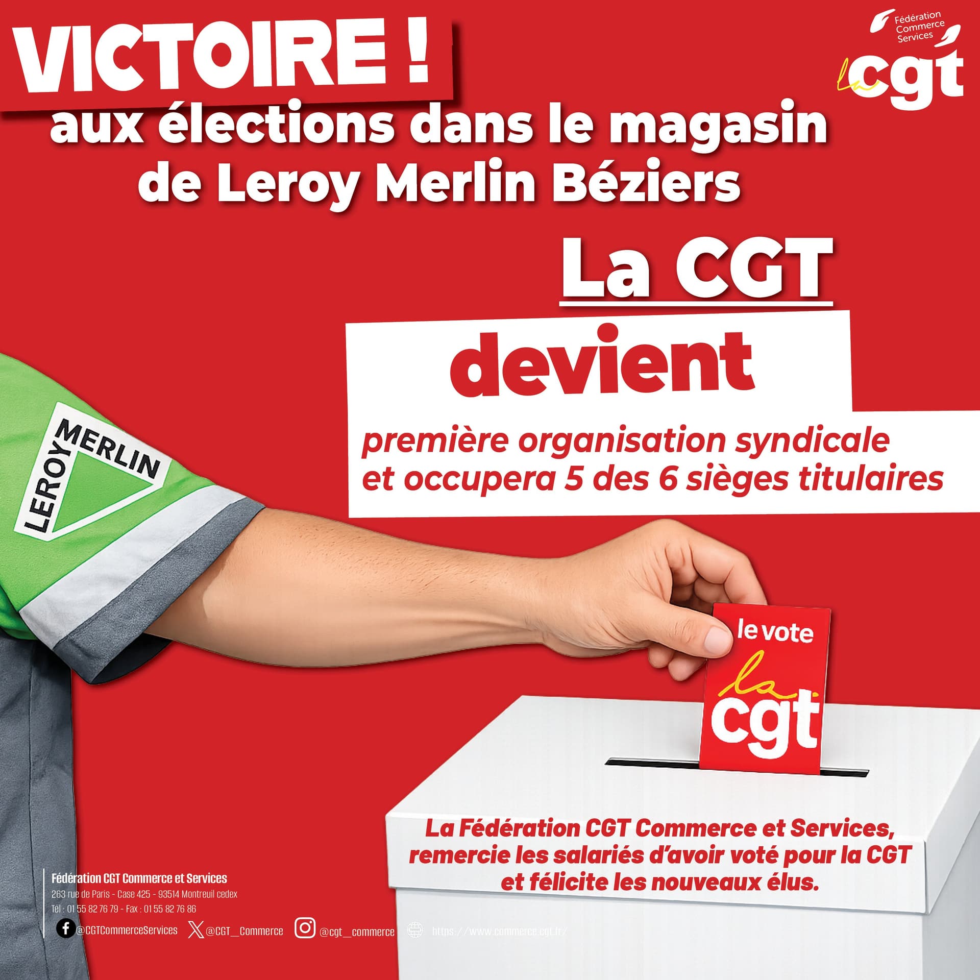 Victoire électorale de la CGT chez Leroy Merlin Béziers
