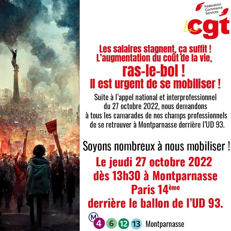 Appel à la mobilisation du 27 octobre 2022 à Montparnasse