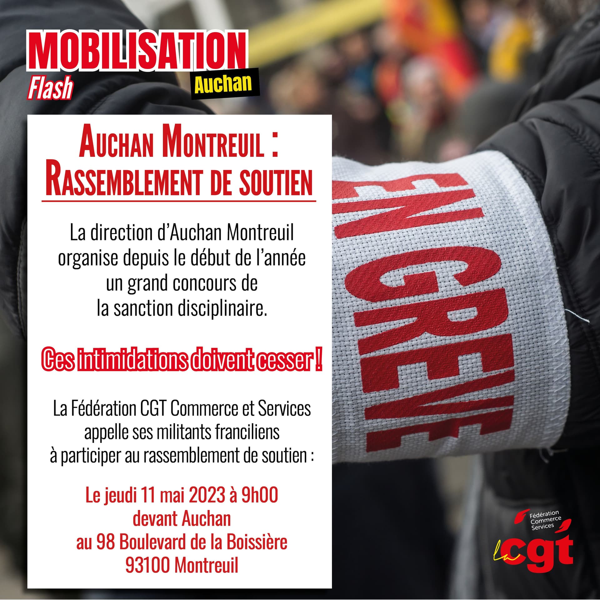 Auchan Montreuil : mobilisation contre les sanctions