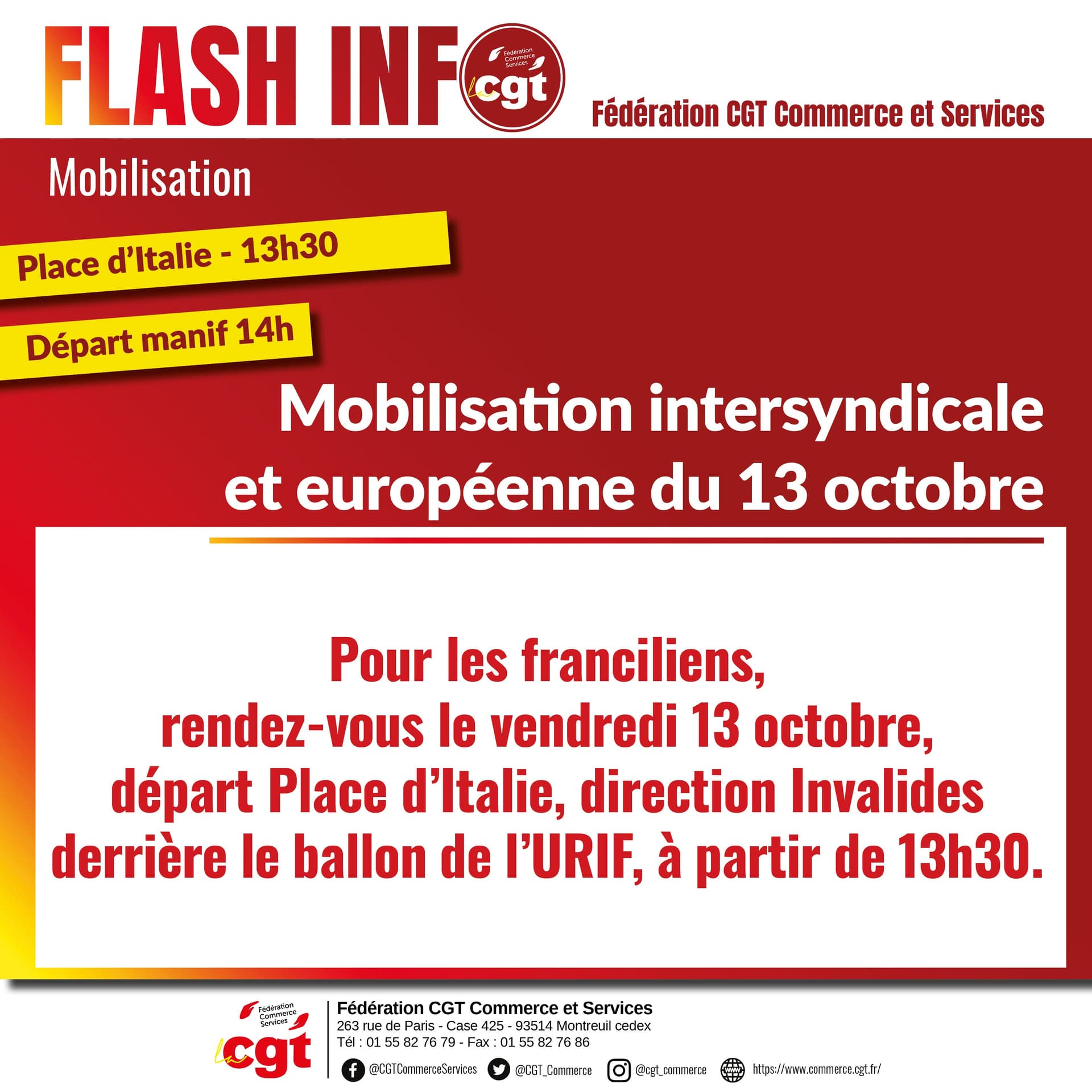 Mobilisation intersyndicale et européenne du 13 octobre
