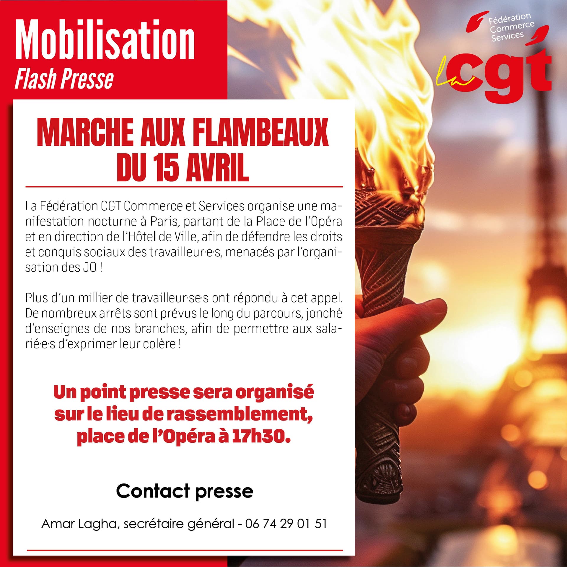 Marche aux flambeaux du 15 avril à Paris
