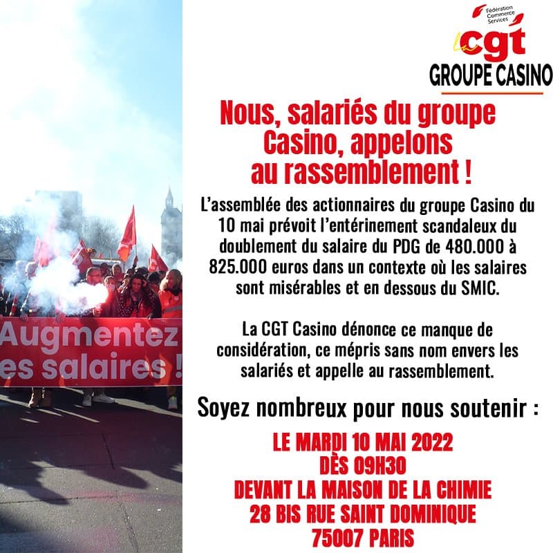 Casino : la CGT appelle au rassemblement contre les salaires